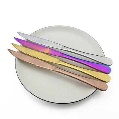1-Pieces Color Steak Knife Rainbow Dinnerware Set Stainless Steel Flatware Knife Set Tableware Cutlery Dinner Knives Set
