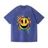 Unisex Retro Smiley Face Oversized Shirt Hippie Casual Aesthetic Streetwear Tee 5