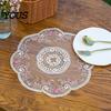 Decorative Lace Mats for Tea Party Round Sheer Doily, Floral Embroidered Placemat, Vintage Style Table Accessories Kitchen Mat Dining Table,