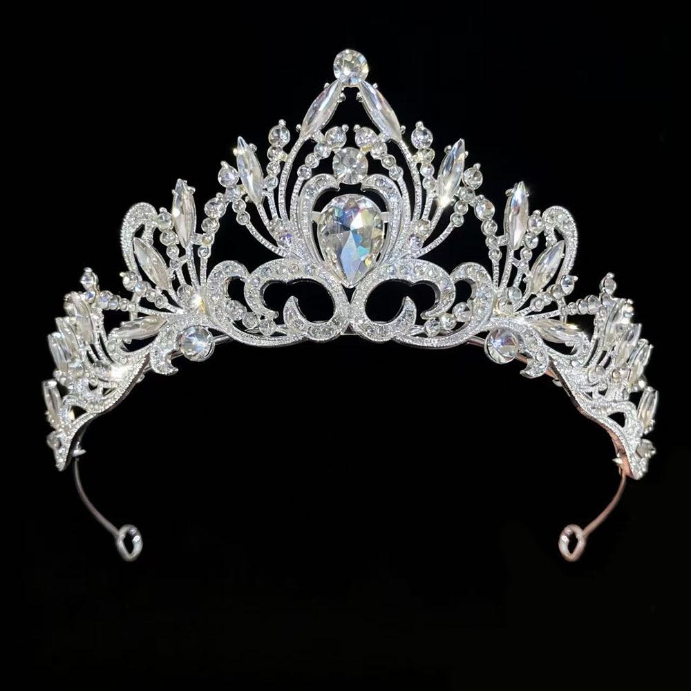 Luxurious Bride Accessories Three Piece Set Wedding Crown Headwear  Necklace Earrings Wedding Dress and Evening Gown Accessories