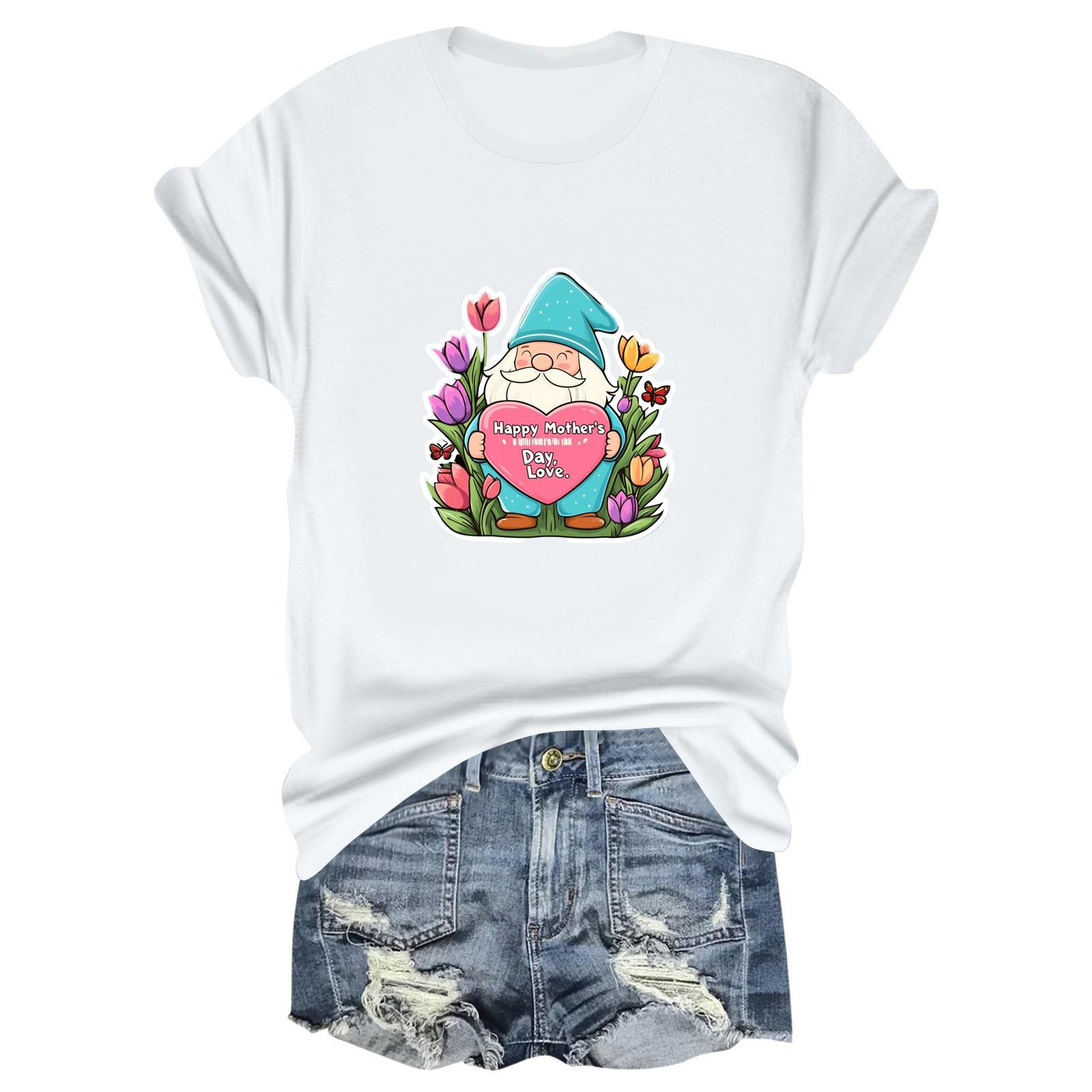 

С ДНЕМ МАТЕРИ ЛЮБОВЬ Женская повседневная свободная футболка с принтом ко Дню матери, круглый вырез, пуловер, короткий рукав, топ XL белый