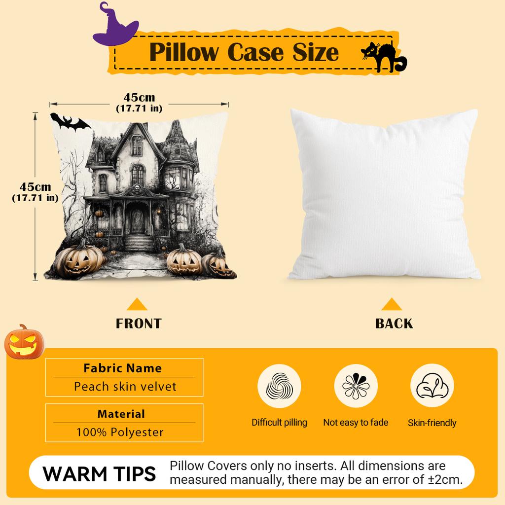 Pumpkin Witch Castle Ghost Pillowcase Printed Polyester 45X45Cm Throw Pillowcover Decorative Sofa Cushion Pillowslip Home Decor