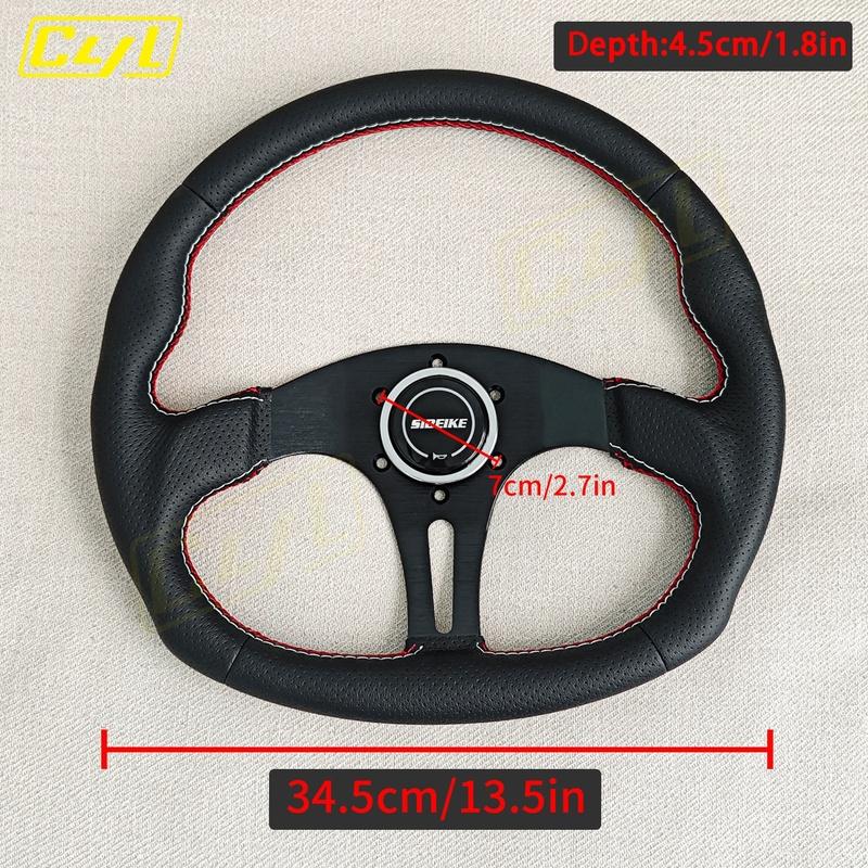 13.5inch 345mm D Shape Leather Steering Wheel Universal Car Modified Sports Tuning Steering Wheel