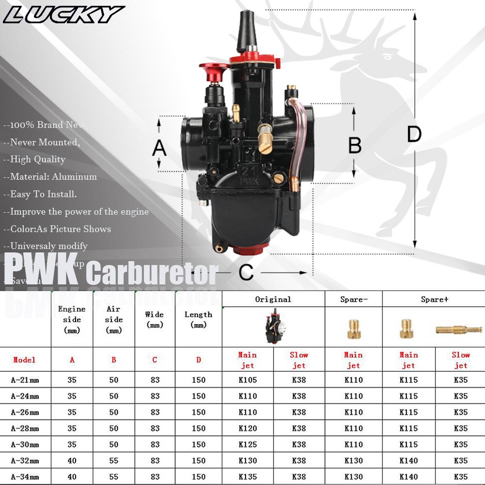 Universal PWK Carburetor 21 24 26 28 30 32 34 2T 4T 70cc to 350cc Motorcycle With Power Jet For Yamaha For Mikuni Koso ATV