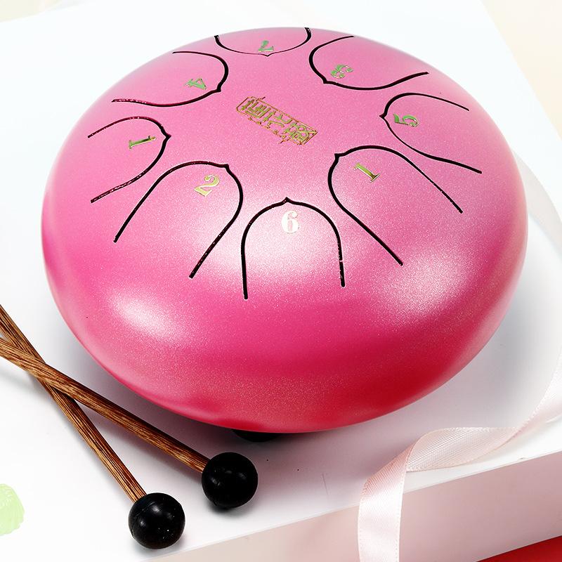 6 Inch 8 Note Tongue Drum Sound Therapy Steel Tongue Drums Healing Professional Percussion Music Instrument Accessories Children's Musical Taiko Drum