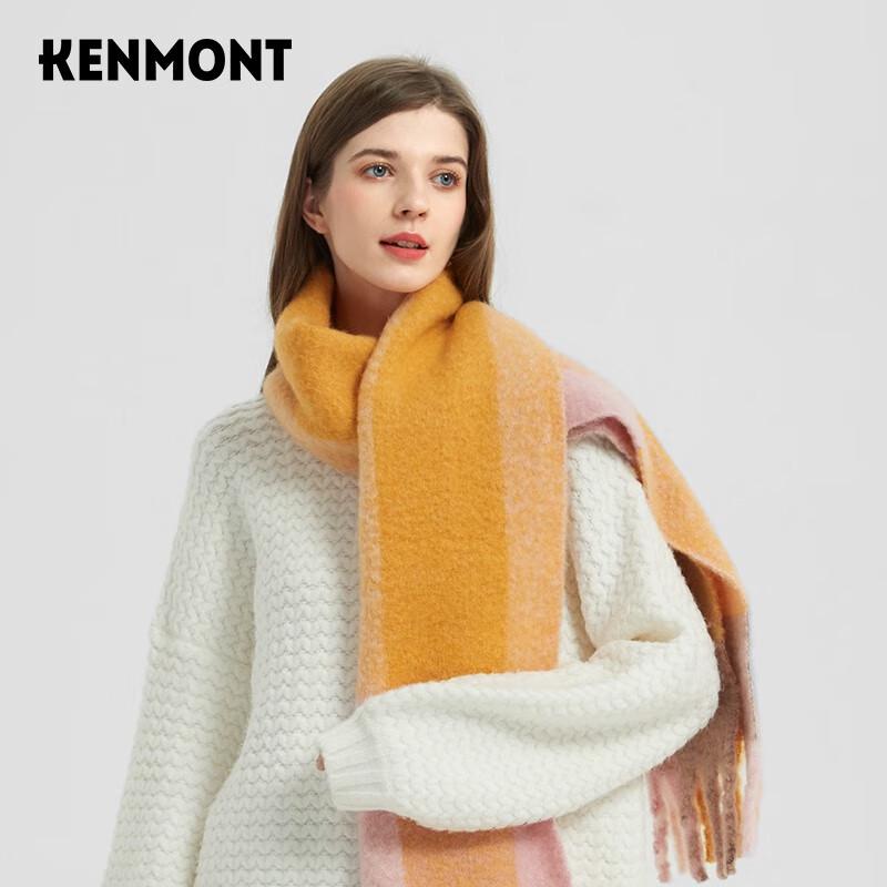 Kenmont Women s Merino Wool Plaid Tassel Scarf One Size