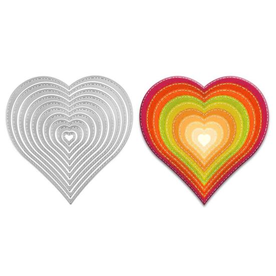 10 Pezzi Fustelle da Taglio Fai da Te a Forma di Cuore Stencil Album Scrapbooking Cartolina Kit per Goffratura