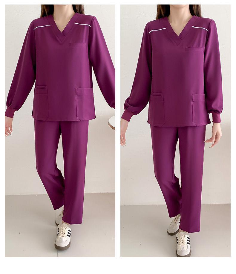 Enhanced Anti-Static Long Sleeve Scrub Suit - Quick-Drying, Stretchable, Medical Gown for Nurses
