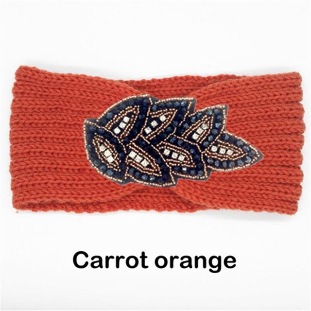 Women Rinestone Winter Headband Warmer Ear Knitted Wool Head Bands Turban Head Wrap Girl Bead Hairband Headwear Hair Accessories