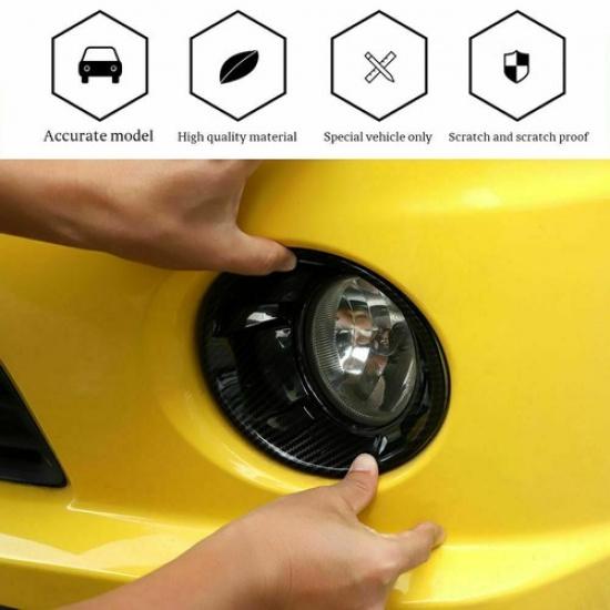 Front Fog Light Lamp Cover Bezel Trim Decor Carbon Fiber For Chevy Camaro 10-13