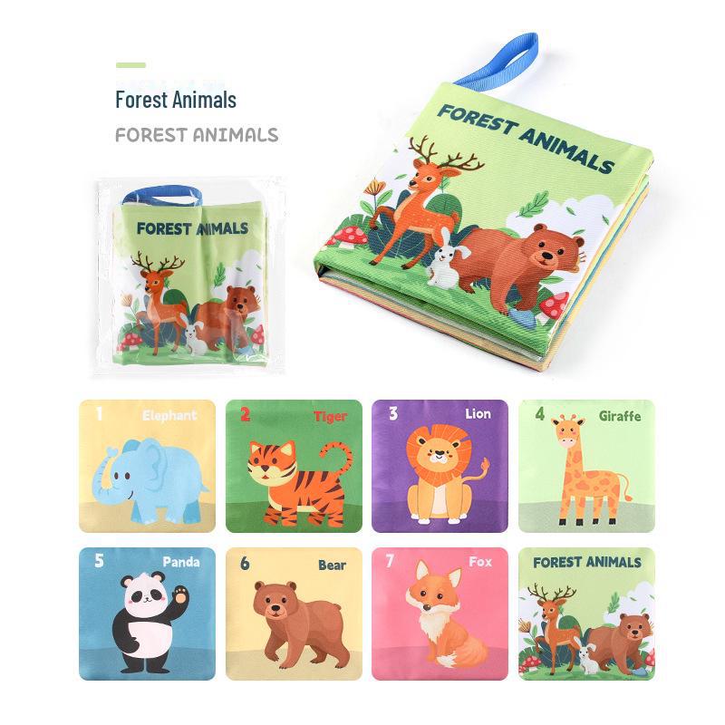 3D Baby Cloth Book: Early Learning Toy with 4 Pages & 8 Sides - Animal, Character, and Food Themes
