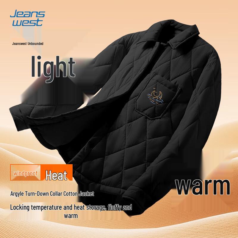 

JEANSWEST LIFE Men s Diamond Grid Lapel Cotton Jacket M