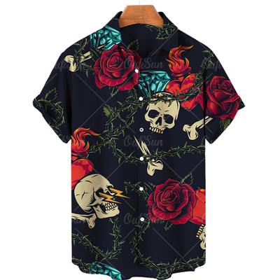 Cross-Border Independent Station Foreign Trade Men 3D Printed Shirt Stylish Loose Short Sleeve Plus Size Lapels Cardigan Shirt