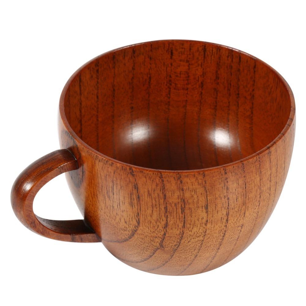 Solid Structure Wood Wooden Mug Heat Resist Smooth Coffee Cup Retro With Handhold Japan Style Cup Home Leisure