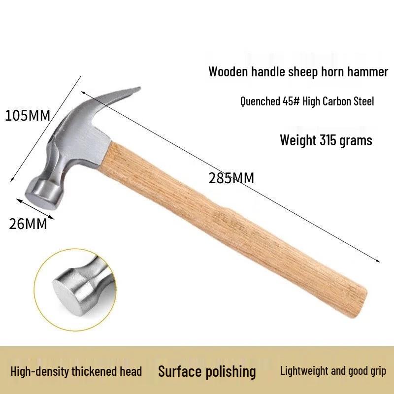 Naixi 315g Solid Wood Handle Claw Hammer