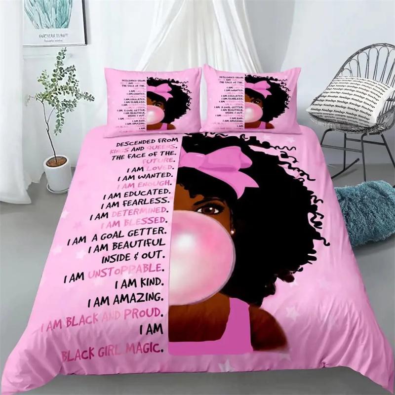African American Cute Gilrs Ballet Princess Dancer Bedding Set Boys Girls Twin Queen Size Duvet Cover Pillowcase Bed Kids Adult