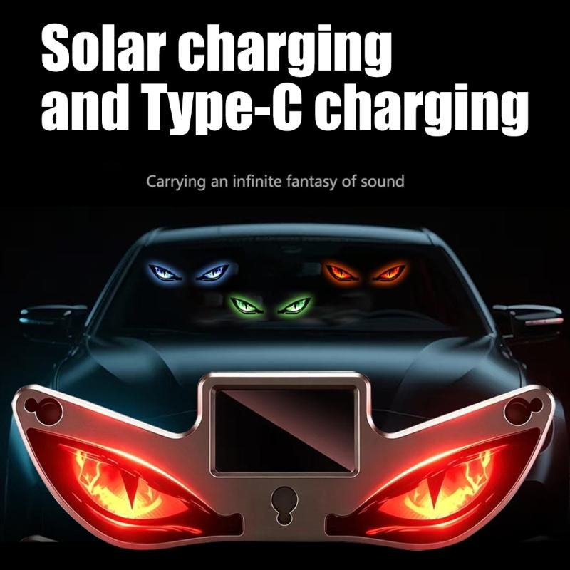 Car Window Styling Light Set Dynamic Flashing, Solar Rechargeable USB Powered LED Accent Lights with 3 Piece Suction Cup Design