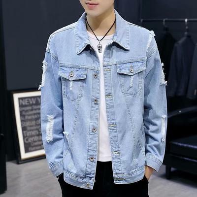 Summer Autumn Ripped Hole Denim Jacket Vintage Clothing Men Women Trucker Coat Western Style Long-Sleeve Button Jacket