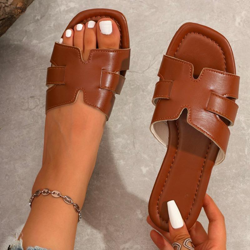 

Мода 2025Женские плоские шлепанцы Уличный тренд Пляжные сандалии Вьетнамки Дизайн бренда Повседневные удобные шлепки 36 коричневый