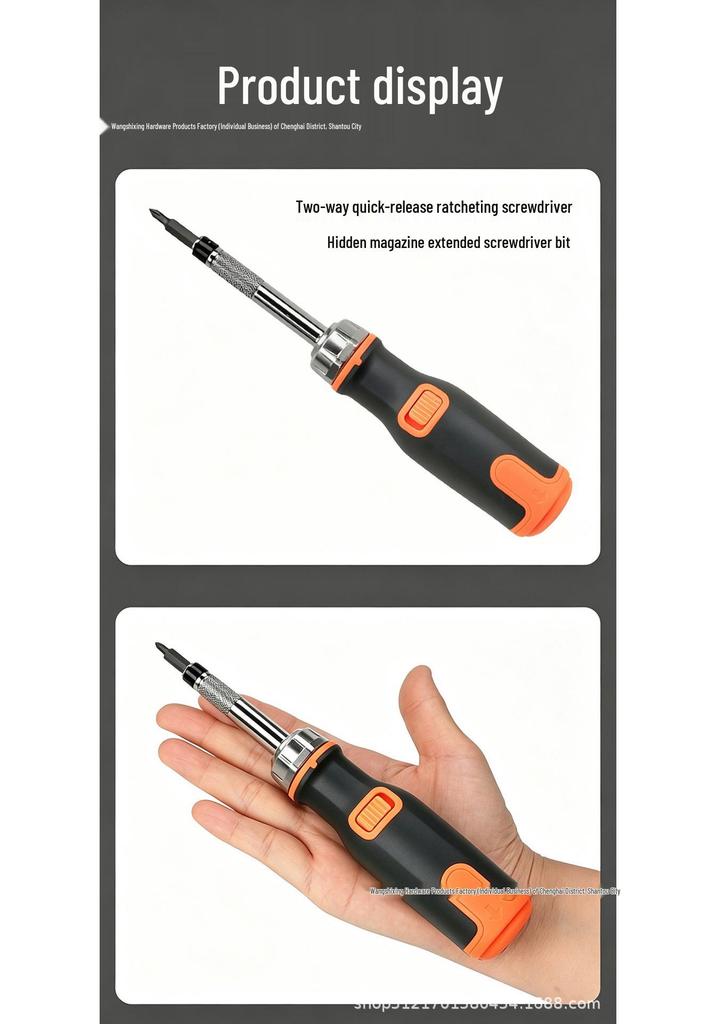 13-in-1 Multi-Functional Ratchet Screwdriver Set with Phillips, Flathead & Hidden Bits