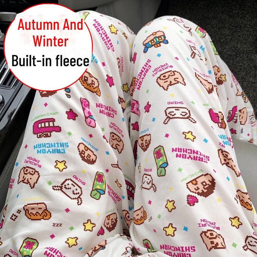 Dámské teplé fleecové pyžamo s rovnými nohavicemi: Podzimní/Zimní Ležérní Kalhoty na Chůzi & Venkovní Nošení