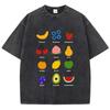 Fruits Lemon Cherry Prints Washed T Shirts Women Cotto