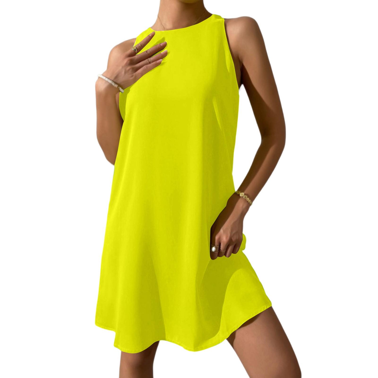 

Женские летние платья без рукавов повседневный сарафан XS жёлтый