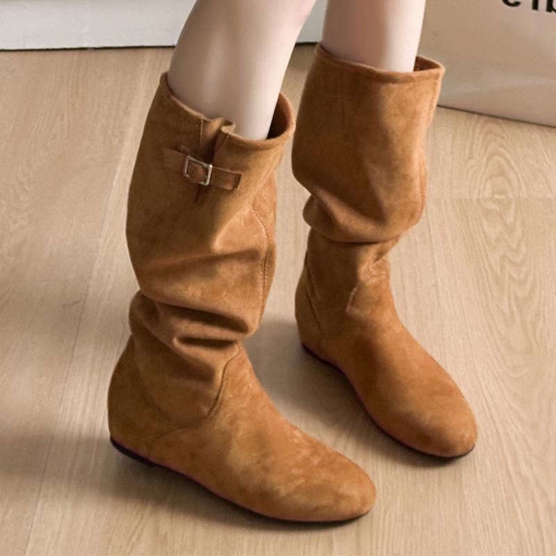 Flats Women's Boots Suede Mid Claf Shoes Dress Designer Woman Winter Boots 2025 New Casual Cozy Mujer De Chelsea Botas