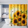 Yellow Sunflowers And Butterflies Shower Curtain Washable Dirt-Resistant Shower Head Waterproof Polyester Bath Curtain