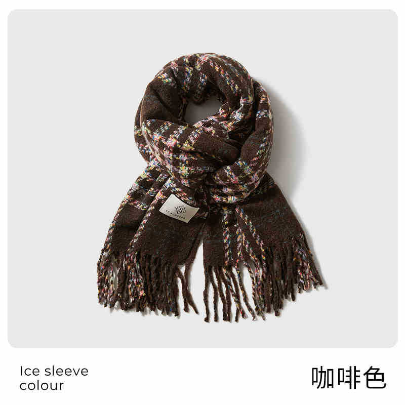 

Yang Classmate Plaid Scarf, Female Winter Sense Of Luxury, Couple Knitted Sheep, Warm Cashmere Scarf, One Piece On Behalf Of The Hair темно-коричневого