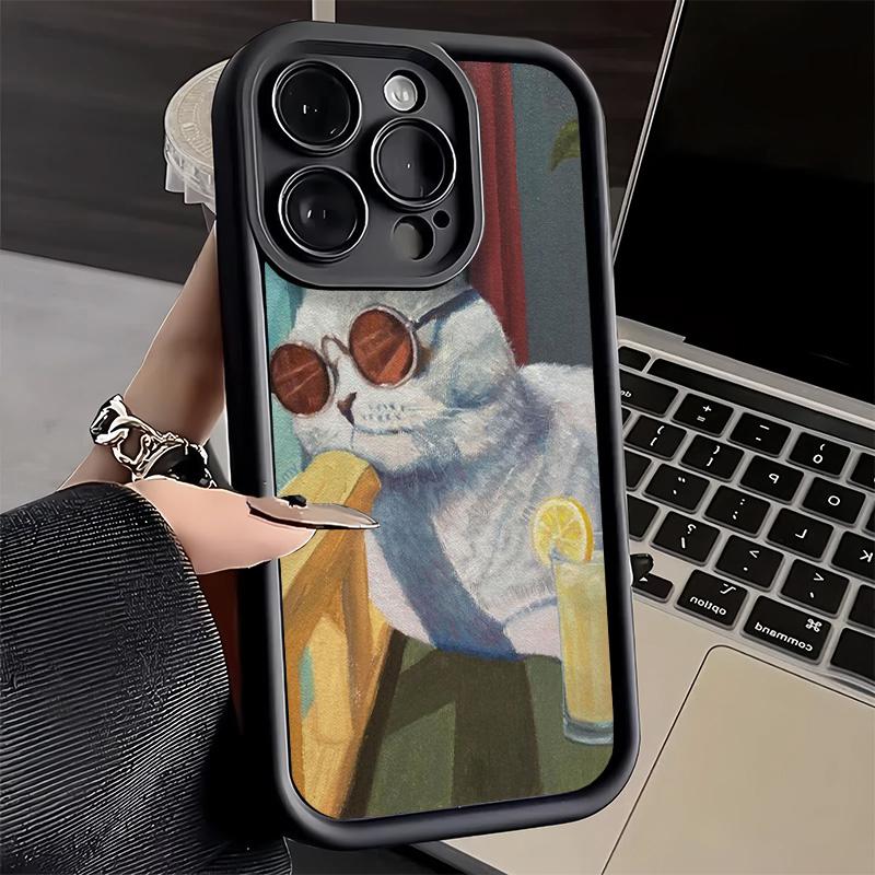 Phone Case for iPhone 17 Air 16E 15 16 Pro Max Funny Cats Fashion Style Cover 14 Plus 13 12 Mini Soft Shell Silicone Fundas