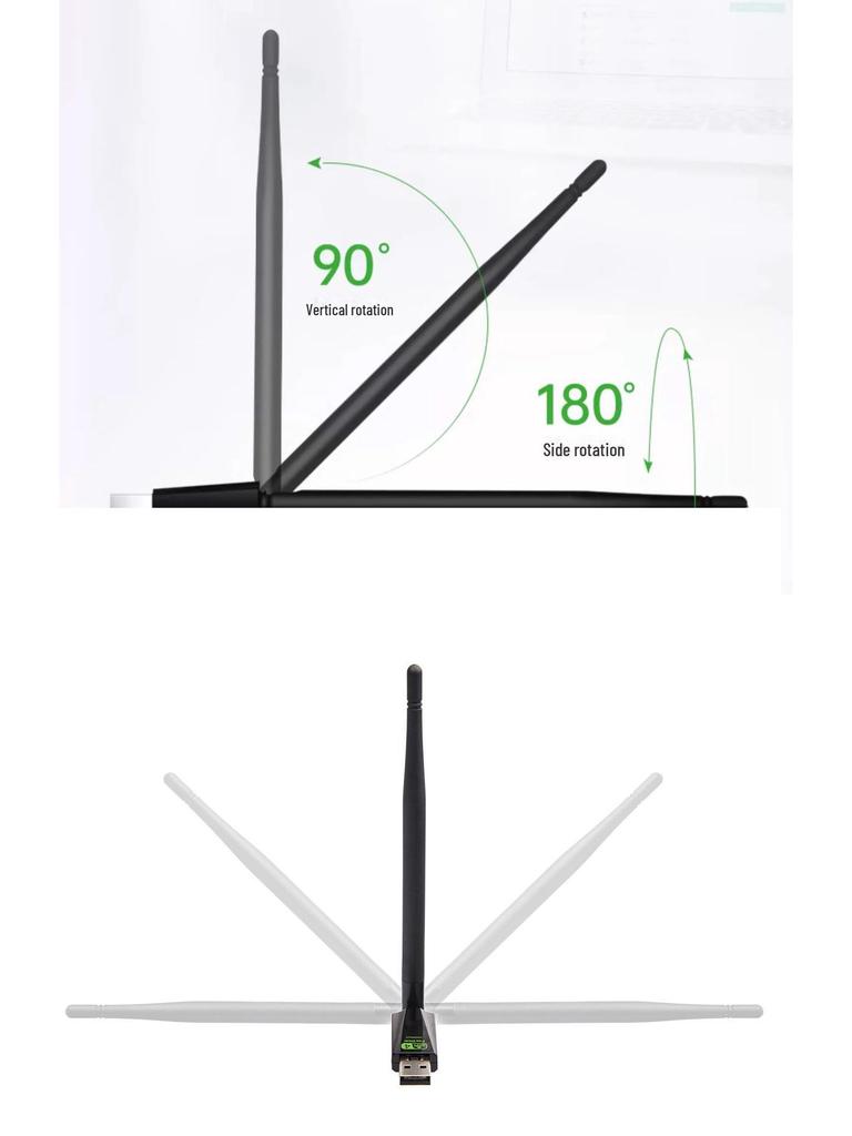 300M Wireless USB Network Adapter - Driver-Free WiFi Receiver/Transmitter with Antenna