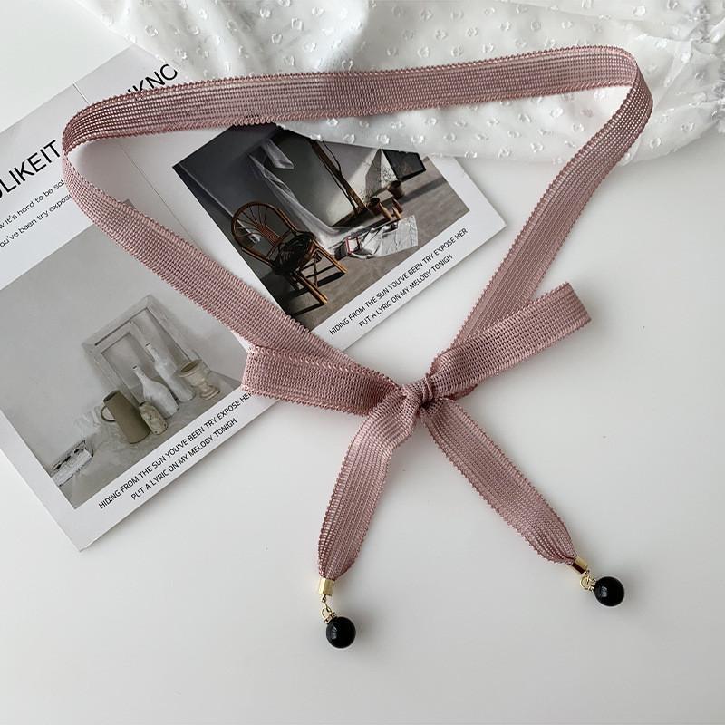 

Fabric Versatile Soft Waist Belt For Women With Stunning Pearl And Lace Decorations Nude Pink