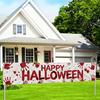 Outdoor Hanging Banners Halloween Fence Banner, 118 x 20 Inch Large Yard Sign Banner Flag, Scary Trick or Treat Party Decor Backdrop Decoration