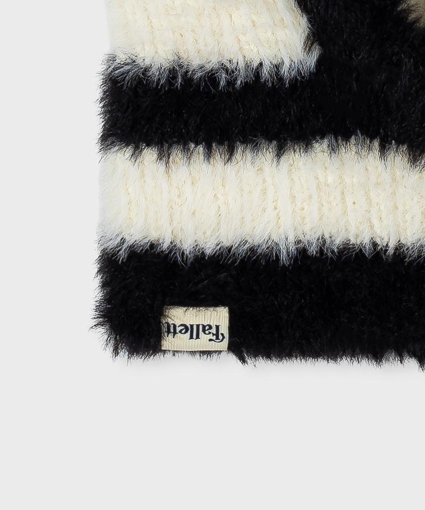 FALLETT Hairy Knit Striped Balaclava Black
