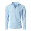 Men's Long Sleeve Linen Blend T-Shirt, Loose Fit Collared Pullover, Breathable Moisture Wicking Casual Spring Fall Top