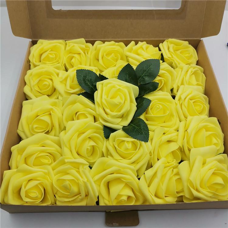 Hot Seller: 25-Piece PE Rose Flower Gift Box with 8cm Simulation Roses, Leaves, and Stems