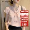 La Chapelle Women's Elegant V-Neck Bow-Tie T-Shirt