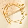 Stainless Steel Double Layer Stacked Necklace for Women,Gold Color Butterfly Bead Chain Necklaces,Trendy Jewelry Gift