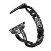 Diamonds Decor X Shaped Stainless Steel Watch Wristband for Apple Watch Series 10 42mm/9 8 7 41mm/SE (2023) SE (2022) SE 6 5 4 40mm/3 2 1 38mm