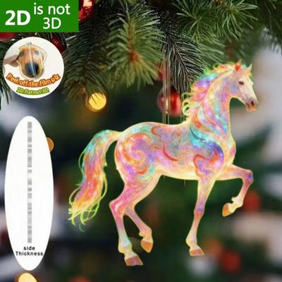 Funkelnde Pferde-Ornament 2D Acryl Hängedekor Realistischer Weihnachtsbaum Pferde-Anhänger