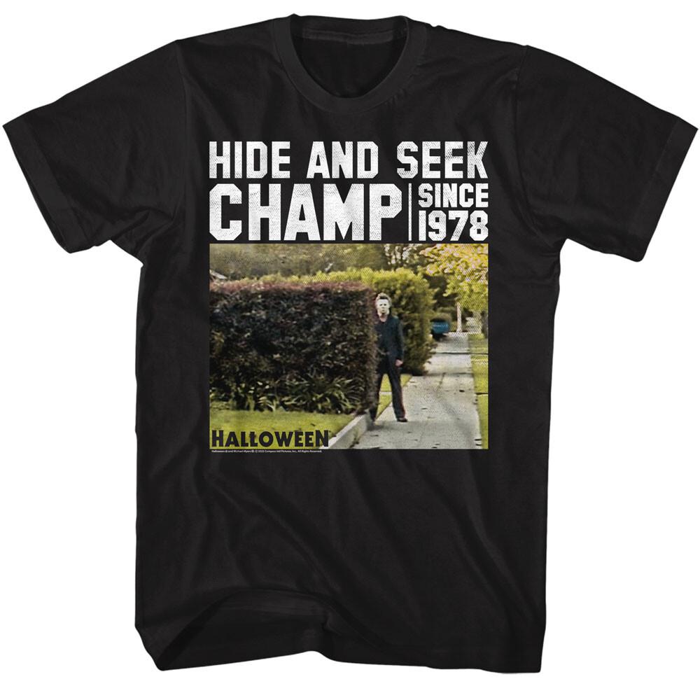 Halloween Horror Movie Michael Myers Hide & Seek Champ Since 1978 Men s T Shirt S разноцветный