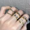 Gold Simple Fashion Full Diamond Zircon Geometric Opening Ring Women'S Adjustable Niche Design Exquisite Ring