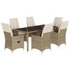VidaXL Garden Dining Set and Cushions 7 Pcs Beige Poly Rattan, Outdoor Dining Set 3276805