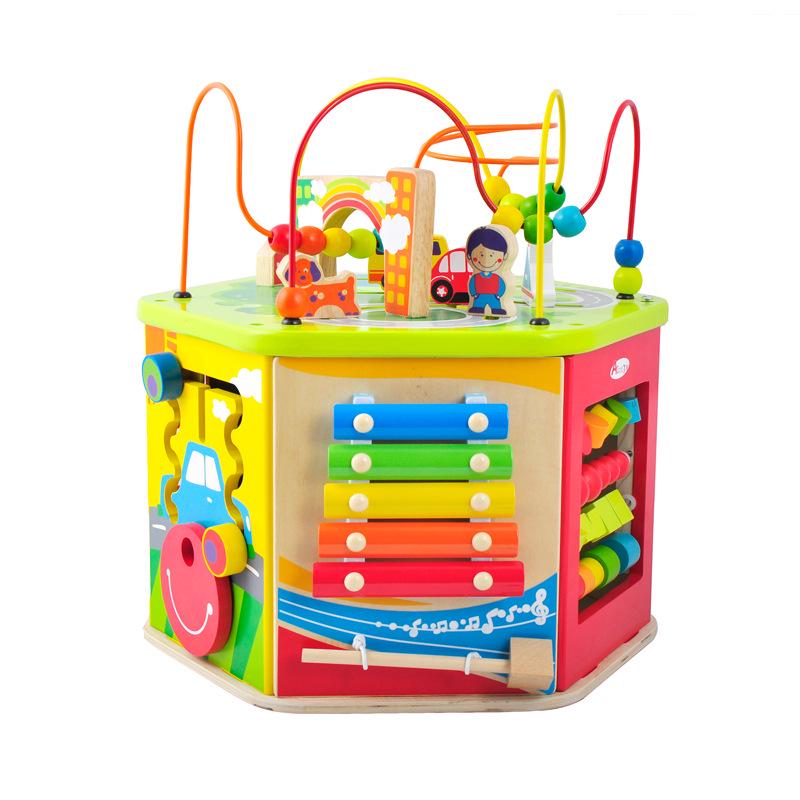 Multifunctional Wooden Early Education Maze and Bead Box for Children Ages 1-3