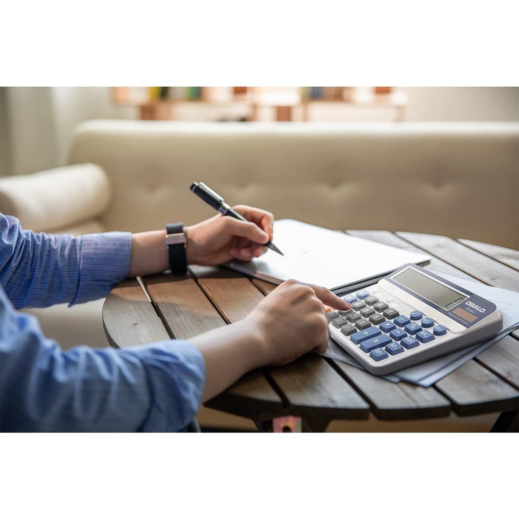 Large LCD Desktop 12 Large Large Stylish Calculator Calculator, Extra-Large 5-inch Calculator, Digits, Characters, Buttons, Solar-Powered (OS-6815)