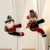 Plaid Christmas Forest Old Man Curtain Tieback & Door Hanging Decor