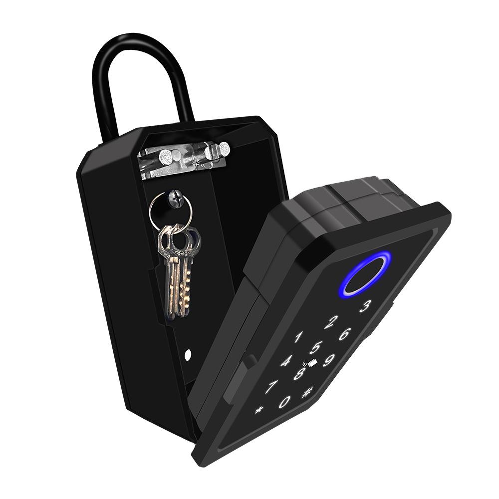 Black Graffiti Fingerprint Smart Key Box with Bluetooth & App Remote Unlocking