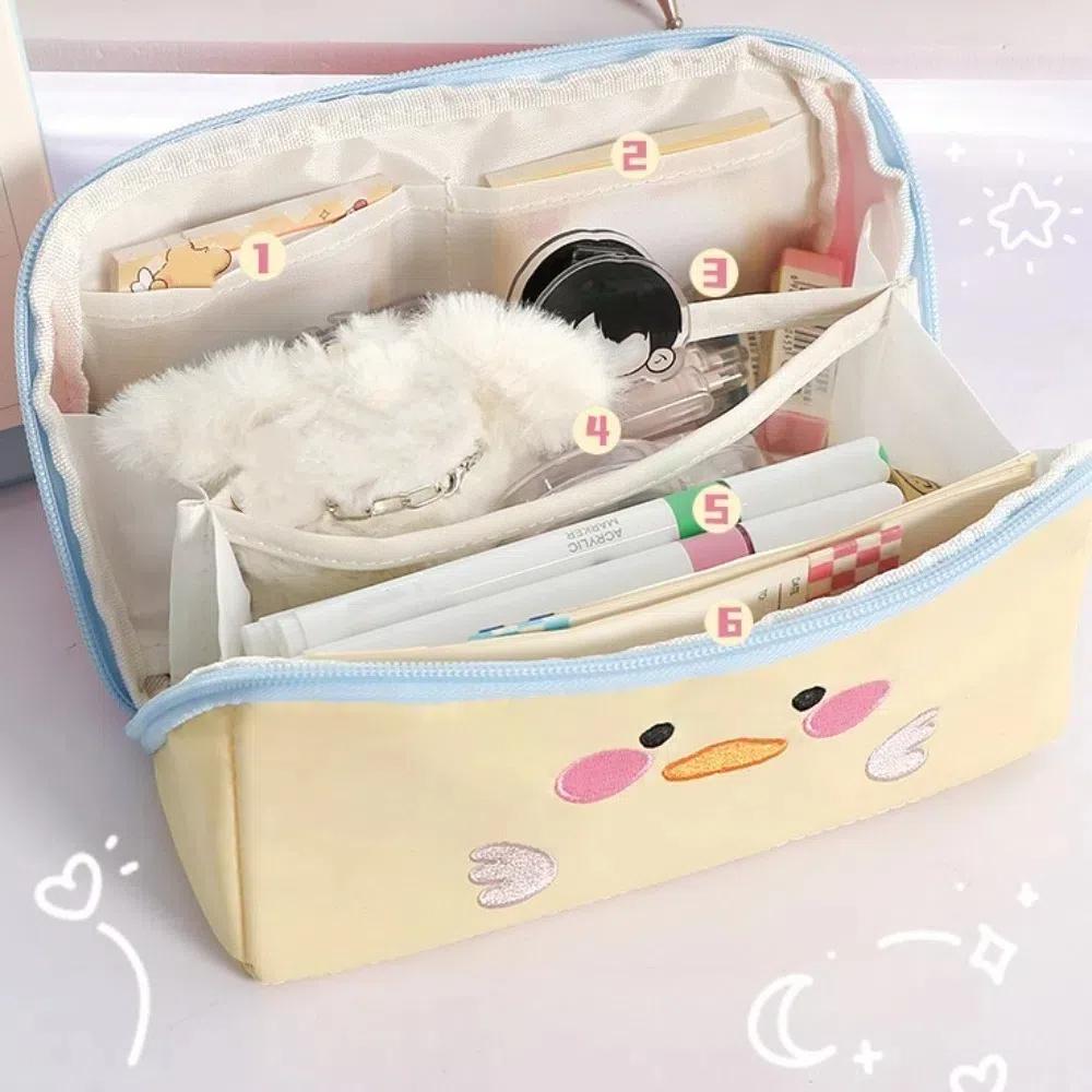 Large Capacity Korean Pencil Bag Duck Rabbit Dinosaur Makeup Bag  Office Supplies