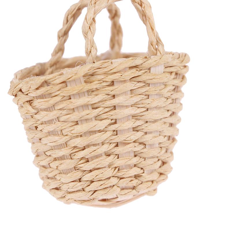 1:12 Dollhouse Mini Rattan Hand-Woven Vegetable Food Storage Basket Doll Decor